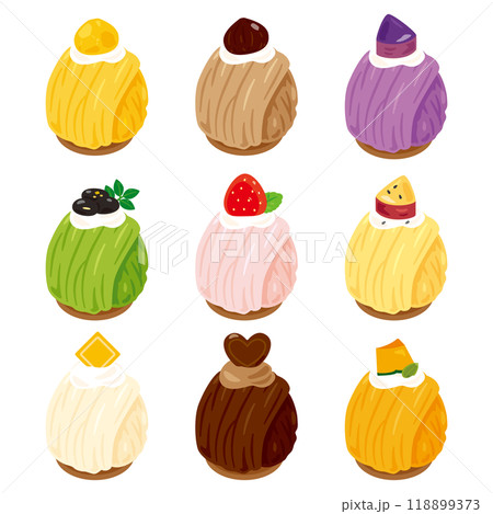 色々な種類のモンブランセット 118899373