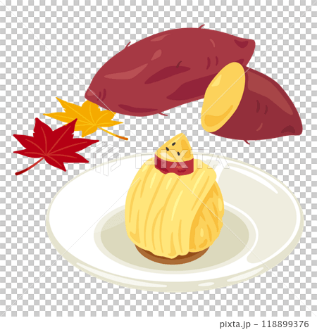 地瓜勃朗峰和地瓜放在盤子上 118899376