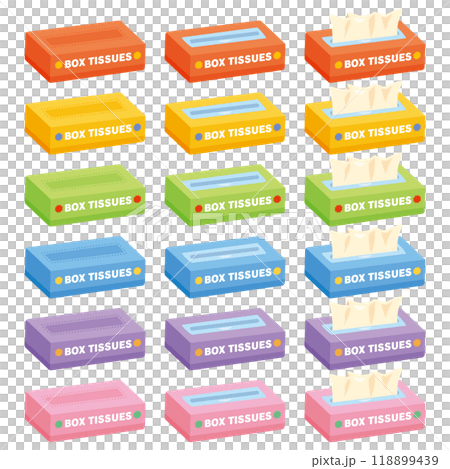 Various colored tissue box set 118899439