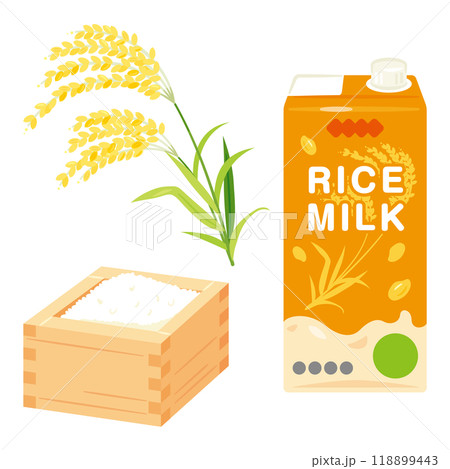 升に入った白米とパック入りのライスミルク 118899443