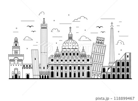 Travel Italy and Vatican Banner with Landmarks 118899467