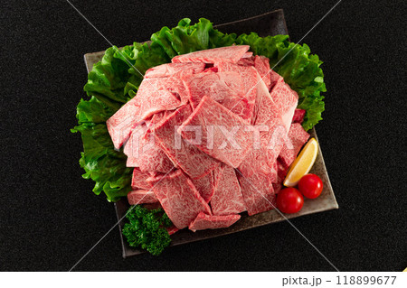 国産黒毛和牛　切り落とし　焼肉　俯瞰 118899677