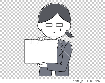 Female office worker with glasses putting out a flip chart 4 Female office worker with glasses putting out a flip chart 4 118899976