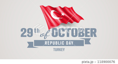 Turkey happy republic day greeting card, banner vector illustration 118900076