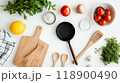 Cooking ingredients on a kitchen countertop 118900490
