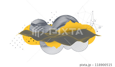 Abstract art wireframe background. Modern science or technology art elements. Surface illustration. Hand made vector. 118900515