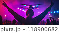Person enjoying a drone show at night 118900682