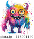 Cute Monsters in Neon Watercolors 118901140
