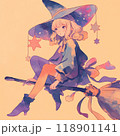 Cute Witch's Broom in Halloween Night 118901141