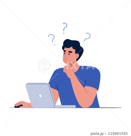 Man character works and thinks 118901585