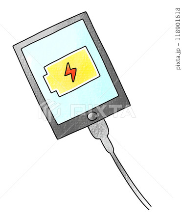 ゆるめシンプルな充電中のスマートフォン　アナログ風 118901618