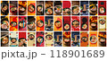 Mega collection of 36 social media story background ramen. used for japanese restaurant advertising 118901689