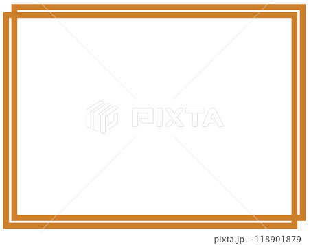 シンプルな二重（ずらし）の四角の枠2（オレンジ） 118901879