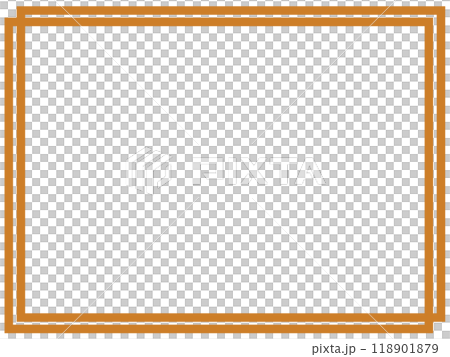 シンプルな二重（ずらし）の四角の枠2（オレンジ） 118901879