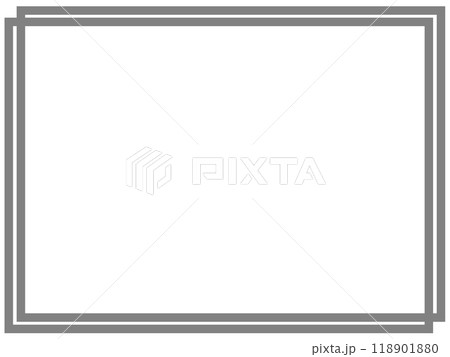 シンプルな二重（ずらし）の四角の枠2（グレー） 118901880