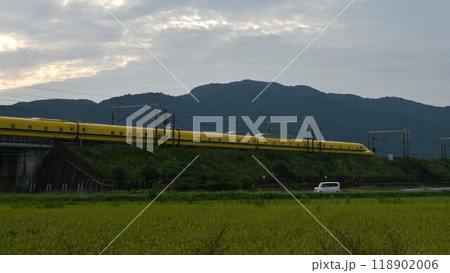 昭和の田園を駆け抜ける黄色い新幹線 118902006