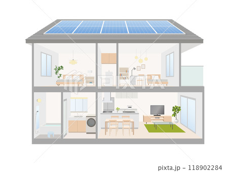 エコ住宅の断面CGパース 118902284