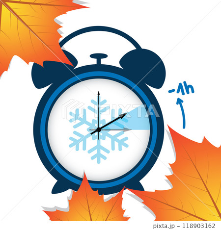 time changeover to winter time with autumn leaves vector illustration EPS10 118903162