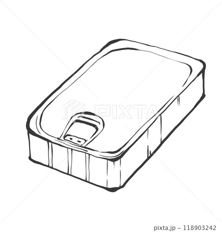 四角い缶詰の手書き筆絵風イラスト 118903242