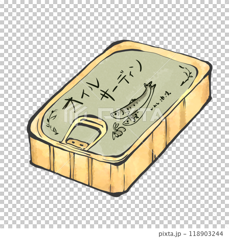 オイルサーディンの手書き筆絵風イラスト 118903244