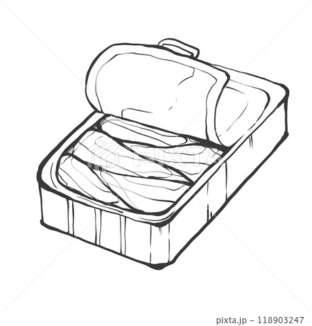 オイルサーディンの手書き筆絵風イラスト 118903247