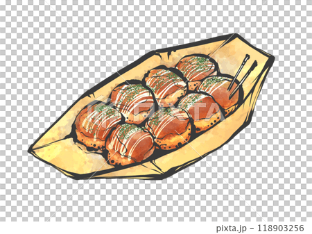 Hand-drawn illustration of takoyaki 118903256