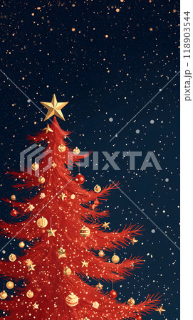 ヴィンテージスタイルのクリスマスローズとキャンドルのイラスト 118903544