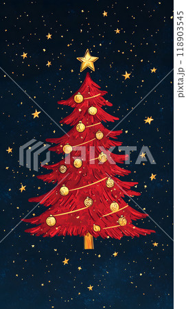 ヴィンテージスタイルのクリスマスローズとキャンドルのイラスト 118903545