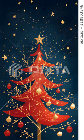 ヴィンテージスタイルのクリスマスローズとキャンドルのイラスト 118903546