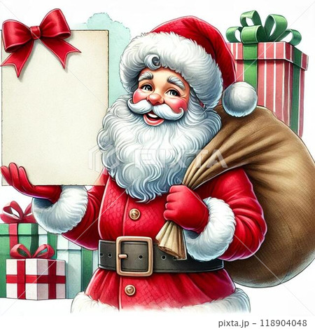 サンタクロースとプレゼント - クリスマスのメッセージスペース付き 118904048
