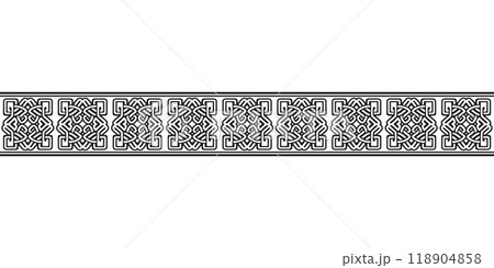 Celtic seamless ornament interlaced tape. 118904858