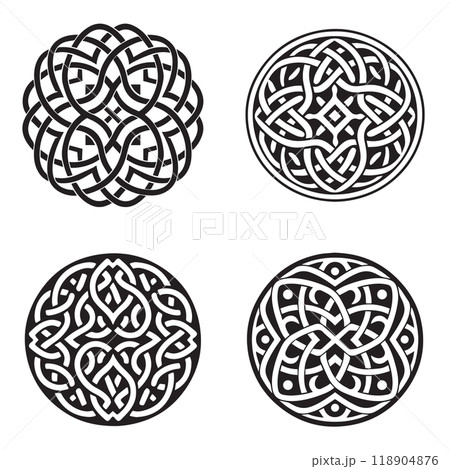 Celtic ornament circular round mandala set. Tattoo viking style collection. Adult coloring page Celtic ornament circular round mandala set. Tattoo viking style collection. Adult coloring page 118904876