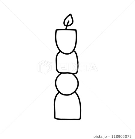 Vector burning outline shell candle. Hand drawn doodle aesthetics line dopamine style candlestick decor isolated on white background. Holiday, Valentines Day, Birthday, Christmas, church symbol Vector burning outline shell candle. Hand drawn doodle aesthetics line dopamine style candlestick decor isolated on white background. Holiday, Valentines Day, Birthday, Christmas, church symbol 118905075