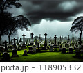 Dark storm paints photorealistic cemetery in rainbow 118905332