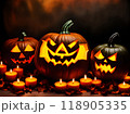 Hyper realistic dark Halloween pumpkin fantasy style 118905335