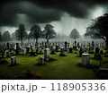 Dark storm horror photorealistic cemetery vintage color 118905336