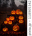 Dark Halloween pumpkin long shot neutral colors. 118905342