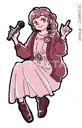 カラオケを楽しむ女の子のイラスト 118905531
