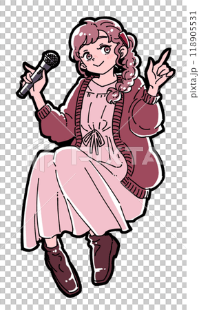 カラオケを楽しむ女の子のイラスト 118905531