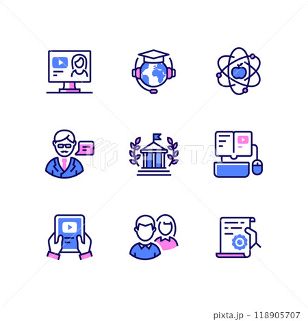 Online education and knowledge - line design style icons set 118905707