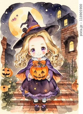 ハロウィンの仮装をする女の子 118905900