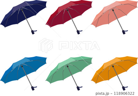 開いた折り畳み傘　セット 118906322