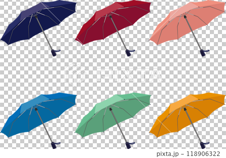 開いた折り畳み傘　セット 118906322