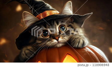 ハロウィンの仮装をした猫 generative ai ハロウィンの仮装をした猫 generative ai 118906948