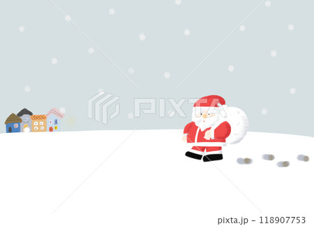 サンタが歩く雪景色のイラスト サンタが歩く雪景色のイラスト 118907753
