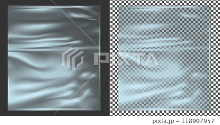 Realistic transparent plastic wrapper Realistic transparent plastic wrapper 118907957