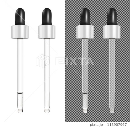Realistic vector glass dropper for cosmetics and medicines 118907967