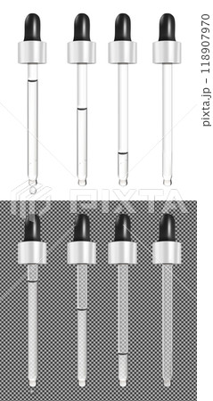 Realistic vector glass dropper for cosmetics and medicines Realistic vector glass dropper for cosmetics and medicines 118907970