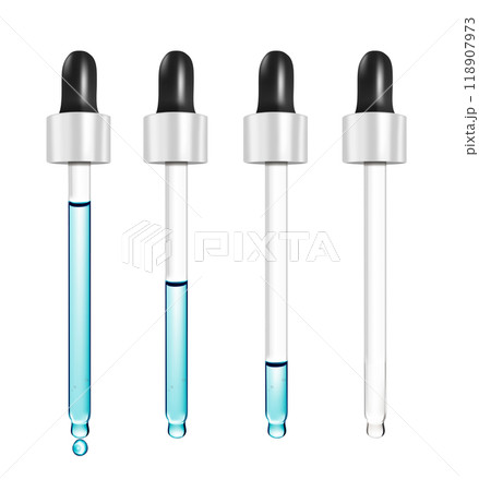 Realistic vector glass dropper for cosmetics and medicines 118907973