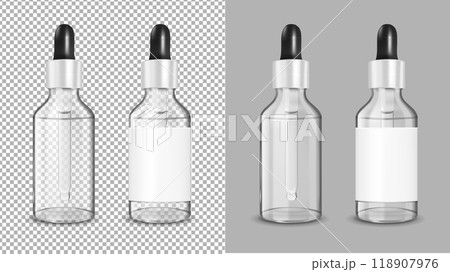 Transparent glass bottle with dropper for cosmetic and medicine 118907976